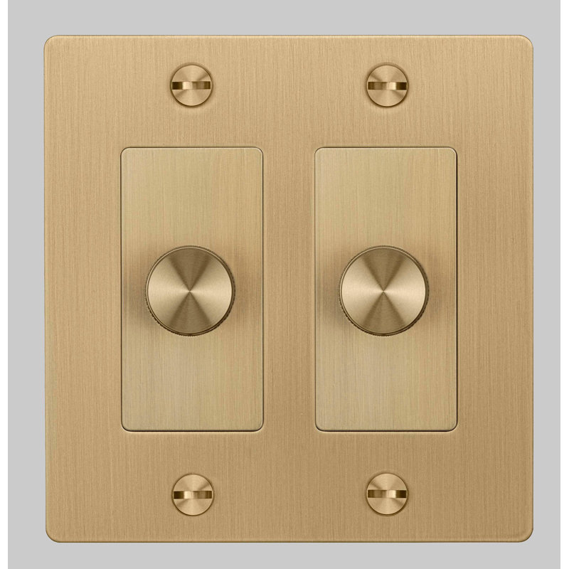 1G Dimmer / Non-Logo , 2 Gang, Brass