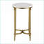 Table basse traditionnelle en marbre blanc avec pieds en métal doré, capacité robuste de 85 lb, décoration de salon glamour