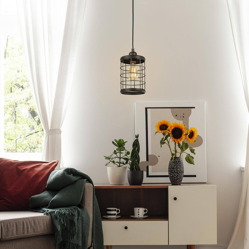 Luminaire suspendu industriel 1 lumière lanterne noire