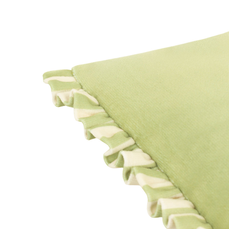 Furn. Araya Striped Frilled Cushion, Green, Polyester/Feather