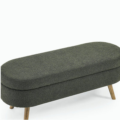 Banc de rangement repose-pieds ovale avec pieds en bois