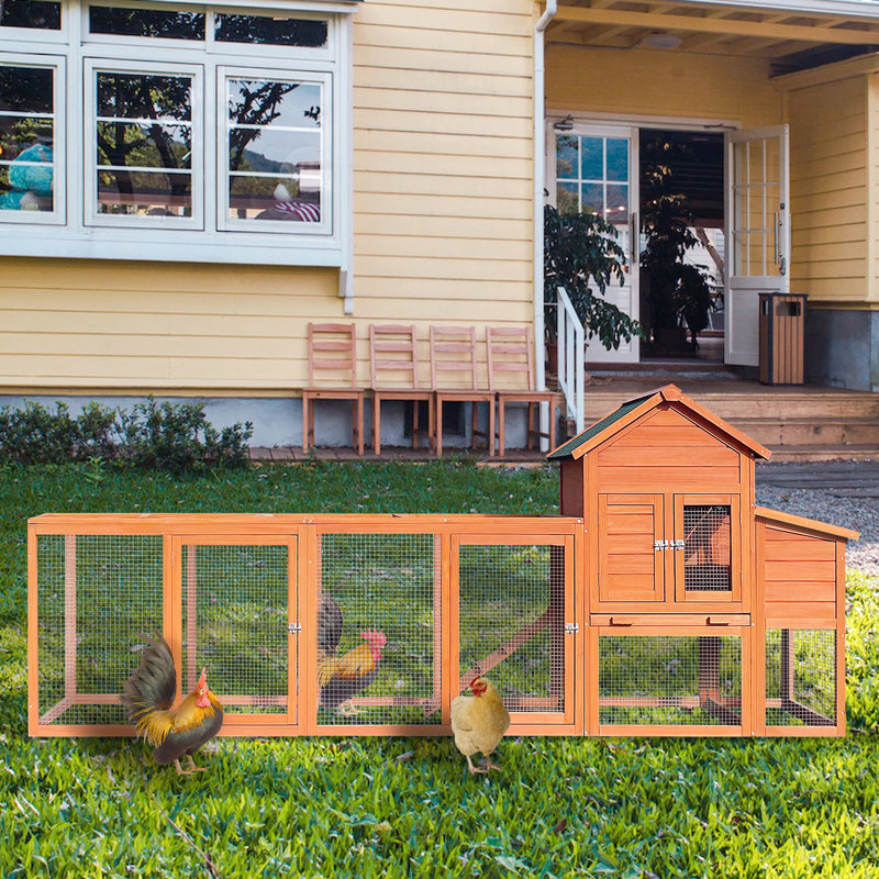 Poulailler - Spacieux et sécuritaire. Convient à 2 à 4 poules. Fabriqué en bois de qualité, 122 po X 26 44,5 Facile d'accès avec rampe. Portes verrouillables pour. Nettoyage facile du plateau amovible. Boîte de nidification protégée