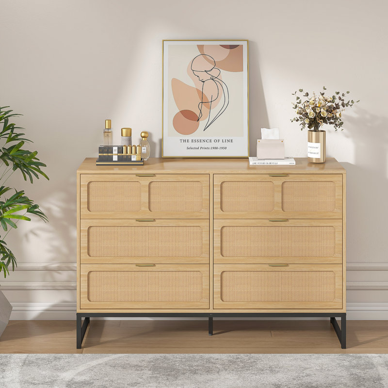 Brosy 47.24'' W 6 - Drawer Dresser, Wood