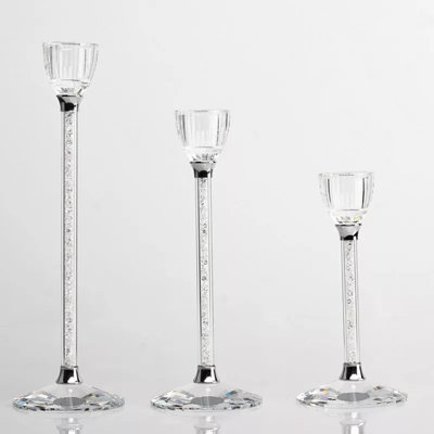 Crystal 3 Piece Crystal Tabletop Candlestick Set