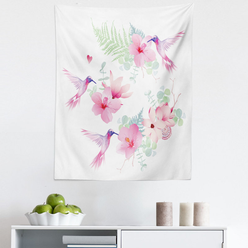 Tropical Summer Flying Avian Animal Tapestry, 71.12cm H x 58.42cm W