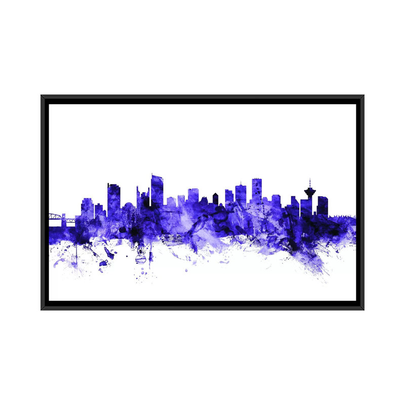 «Vancouver, Canada Skyline» par Michael Tompsett, impression sur toile tendue, H 18 po x l 26 po x P 1,5 po, Pas de tapis