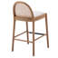 Tabourets de bar modernes avec tabourets de bar rembourrés avec dossier en rotin et pieds en bois-319297922-319297921