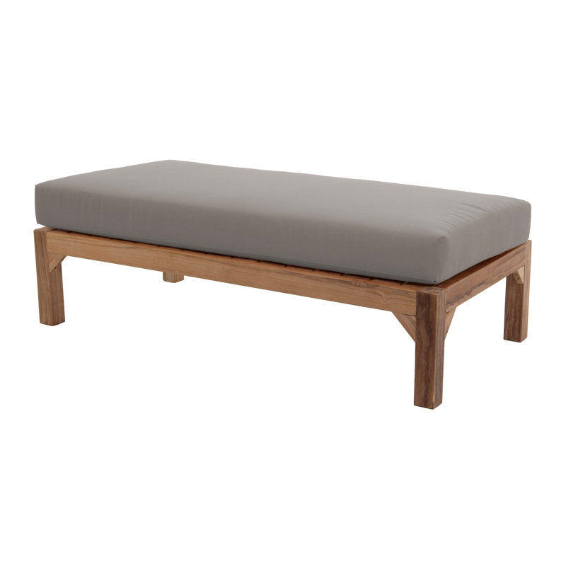 Portingale Outdoor Teak Ottoman, Taupe