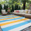 Tapis intérieur / extérieur à rayures jaune / bleu / blanc Andalyn-864230282