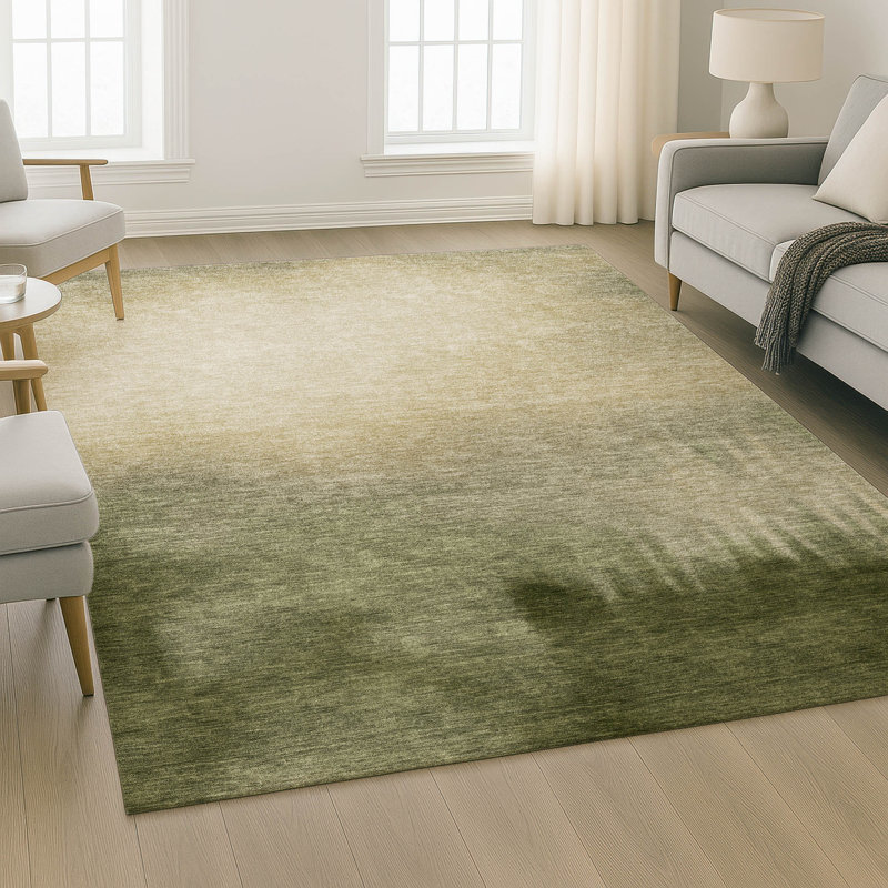 Premium Machine Washable Mayfield AMF2420 Ombre Rug, 8' x 10', Olive