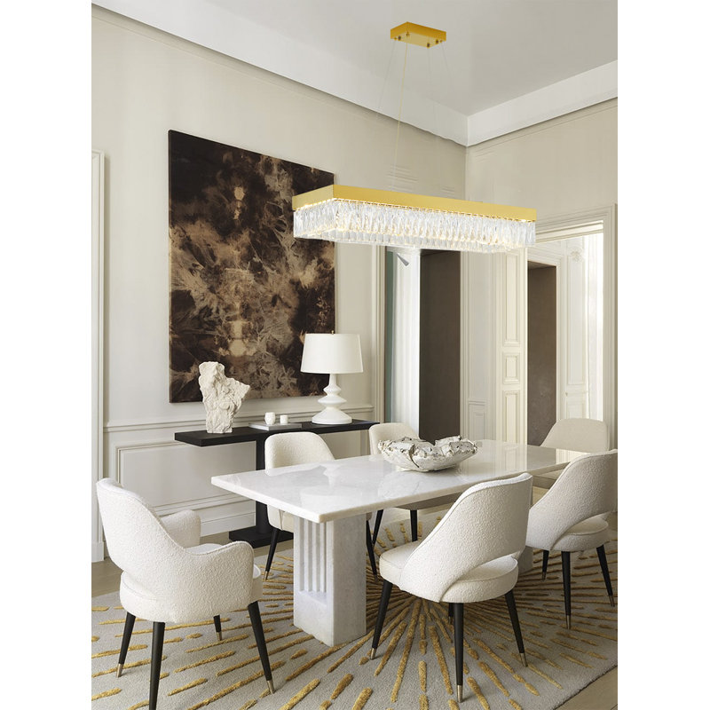 4-Light Gold LED Chandelier With Clear Crystal Accents