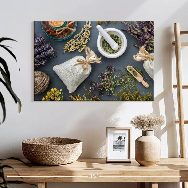 Dried Medicinal Herbs, 16" H x 24" W