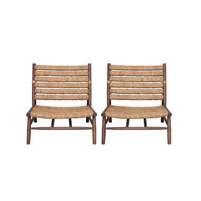 Mahogany Wood and Handwoven Water Hyacinth Chair