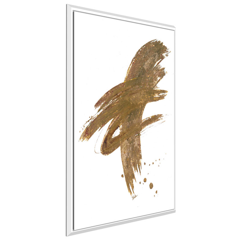 «Gold Dance», reproduction de peinture à l'aquarelle, H 33,5 po x l 21,5 po x P 2 po, Cadre flottant blanc