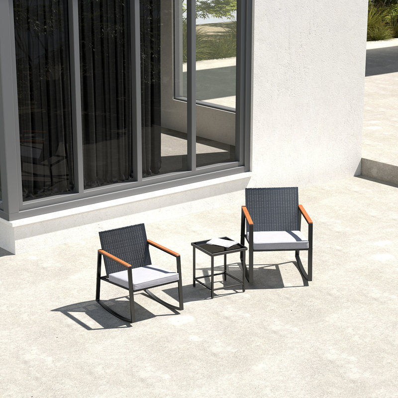 Debralee 2-Person Outdoor Seating Set – All-Weather Wicker, Sunbrella Waterproof Cushions, Gray