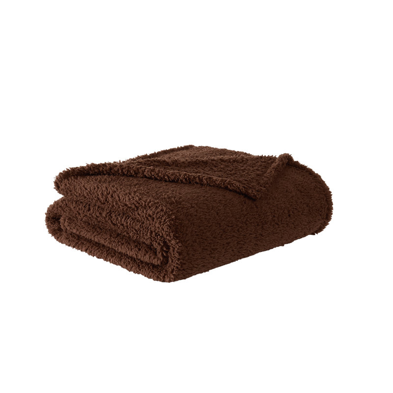 Jeté en sherpa Brooklyn Loom Marshmallow, Brown