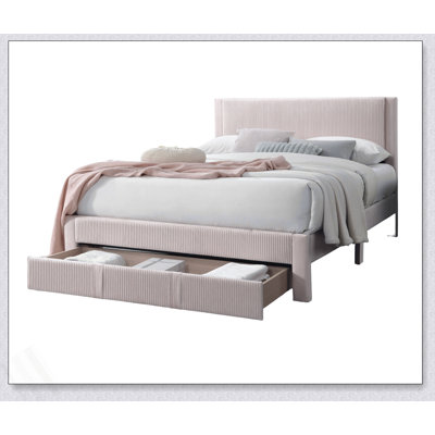 Mobilier de chambre à coucher contemporain contemporain en velours côtelé avec tiroir et rangement