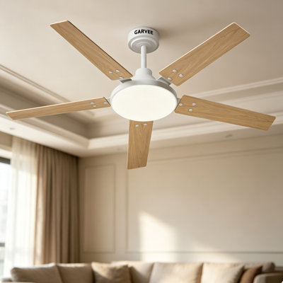 Ventilateur de plafond de 52 po avec lumière, 3 WCC à intensité variable de 3 W à DEL, moteur à courant continu à 6 vitesses, télécommande et minuterie, réversible, silencieux, intérieur extérieur