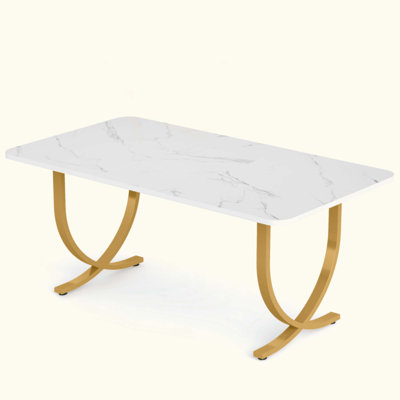 Bureau de direction - Bureau d'ordinateur avec plateau en faux marbre, grande table de conférence pour bureau à domicile ou salle de réunion
