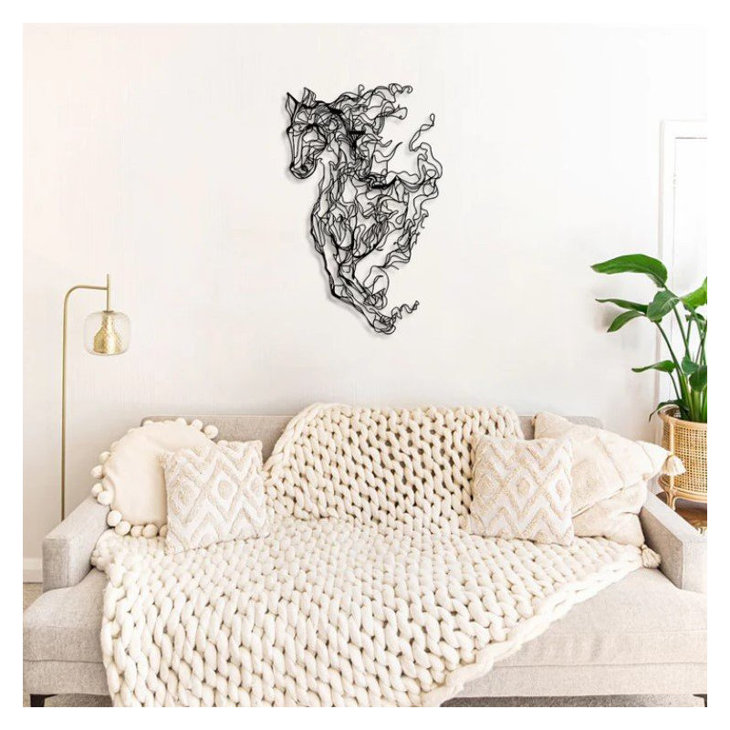 Élégant accessoire mural décoratif en métal, acier noir, 24,4 x 39,0 pouces | Fabrication 100% acier, épaisseur: 0,05 pouce | Léger à 3,5 lb | Parfait pour les décors modernes et les espaces de bureau, design durable et élégant