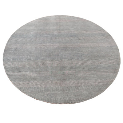 Aser One-of-a-Kind 6' New Age Round Silk Area Rug Gray