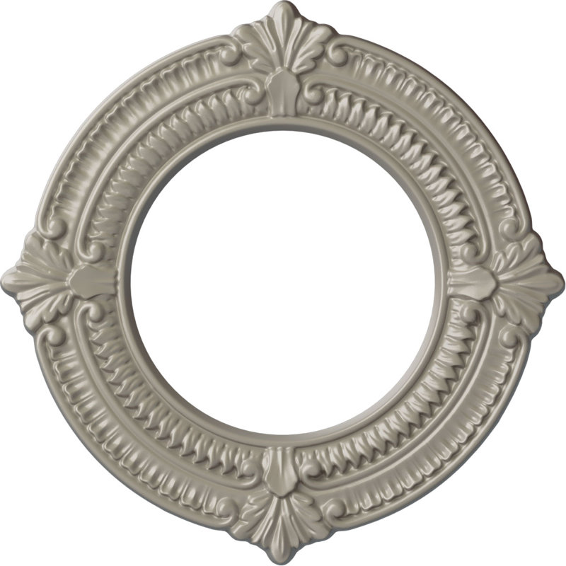 Médaillon de plafond Endurathane Palmetto, DE 11 1/2 po x P 1 po, finition brique réfractaire peinte à la main, Blanc perle