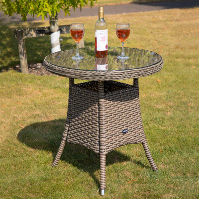 Rosina Round Wicker Outdoor Bistro Table With Umbrella Hole , 70cm cm W 70cm cm D