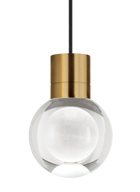 Mina LED Pendant, 1, Natural Brass, 152" H x 7.6" W x 5" D