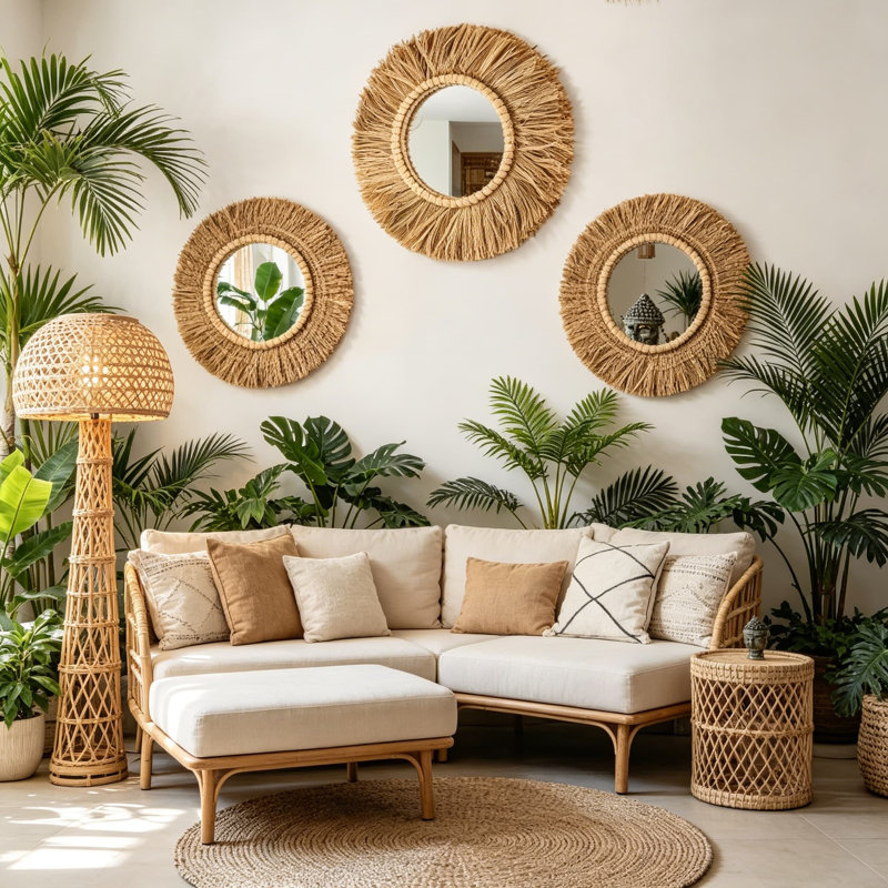 Ensemble de miroirs muraux Boho Rapia