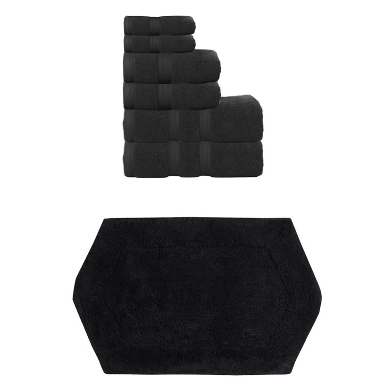 Ensemble de serviettes 100% coton et tapis de bain 1 pièce Bryd Collection, Noir