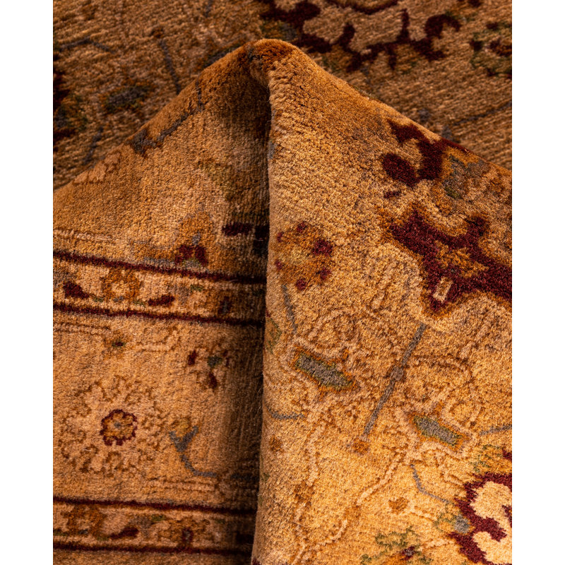 Tapis brun en laine noué à la main Bustamante de 2 pi 7 po x 4 pi 4 po