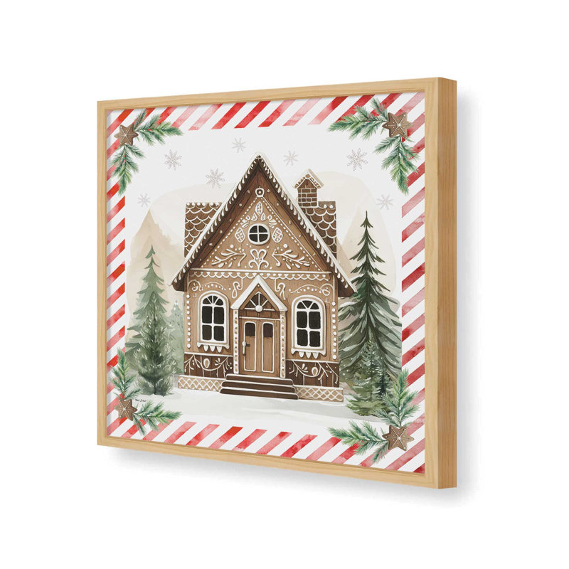 «Gingerbread Lane House II» par Nicole DeCamp, reproduction d'art, L 12 po x H 12 po, Érable, Impression encadrée