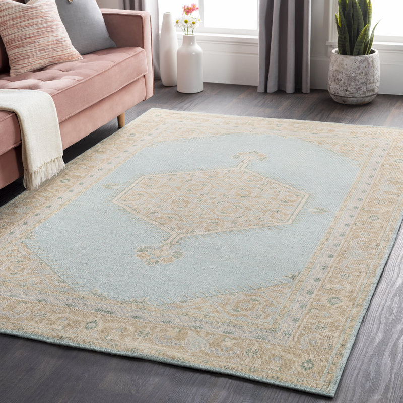 Tapis sauge / brun clair en laine touffeté à la main Elsea, Rectangle 5 pi 6 po x 8 pi 6 po