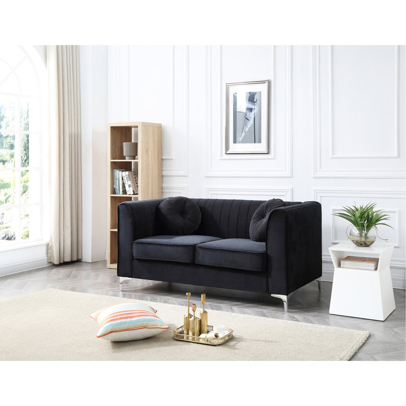 Causeuse chic à accoudoirs inclinés noir pour deux