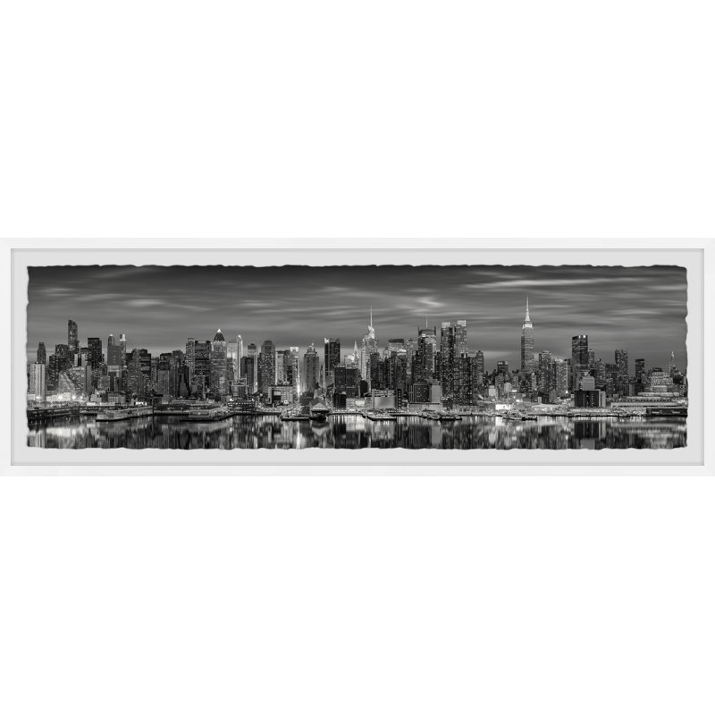 «NYC Night Skyline», reproduction encadrée, H 10 po x l 30 po x P 1,5 po