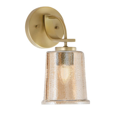 Waldes Wall Sconce, New Age Brass Finish, 5.25" Amber Bubble Glass