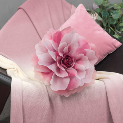  Housse et insert de coussin décoratif décoratif à motif de pivoines 3D