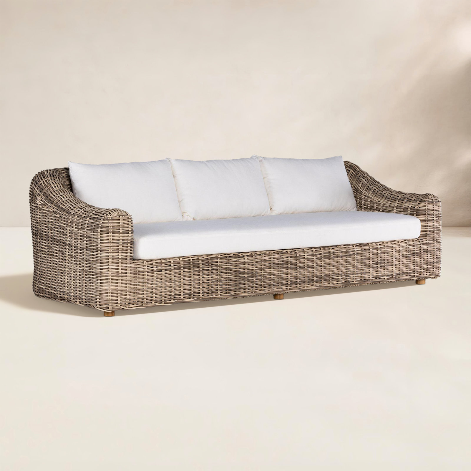 Azlynne 106'' Wide Patio Sofa with Cushions, Brown