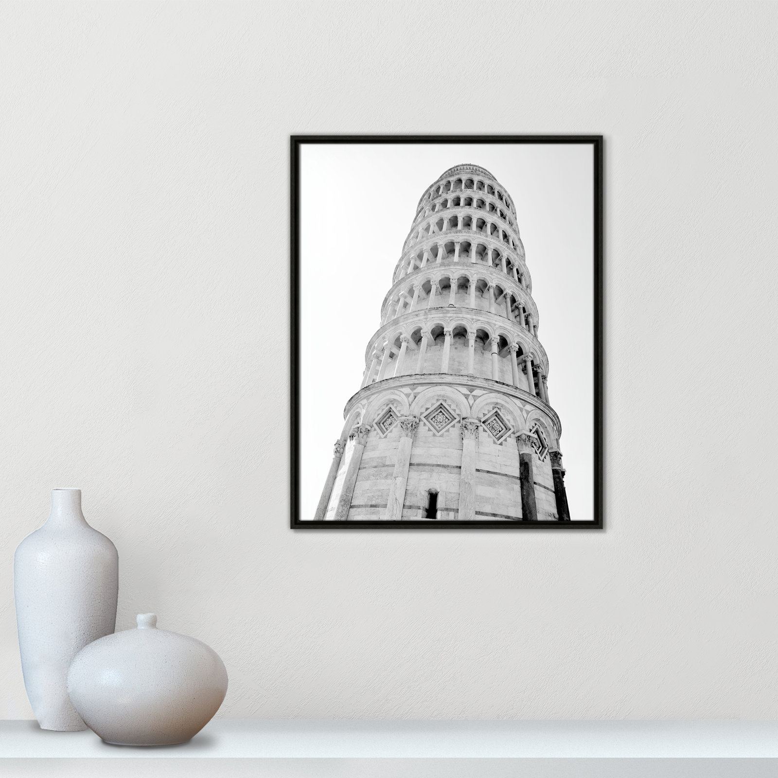 Iconic City Collection "Pisa" Print by Natalie Carpentieri, Espresso Floater Frame, No, 29.5" H x 23.5" W x 2" D
