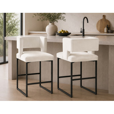 Farnsworth Upholstered 27" Counter Height Stool with Metal Frame 