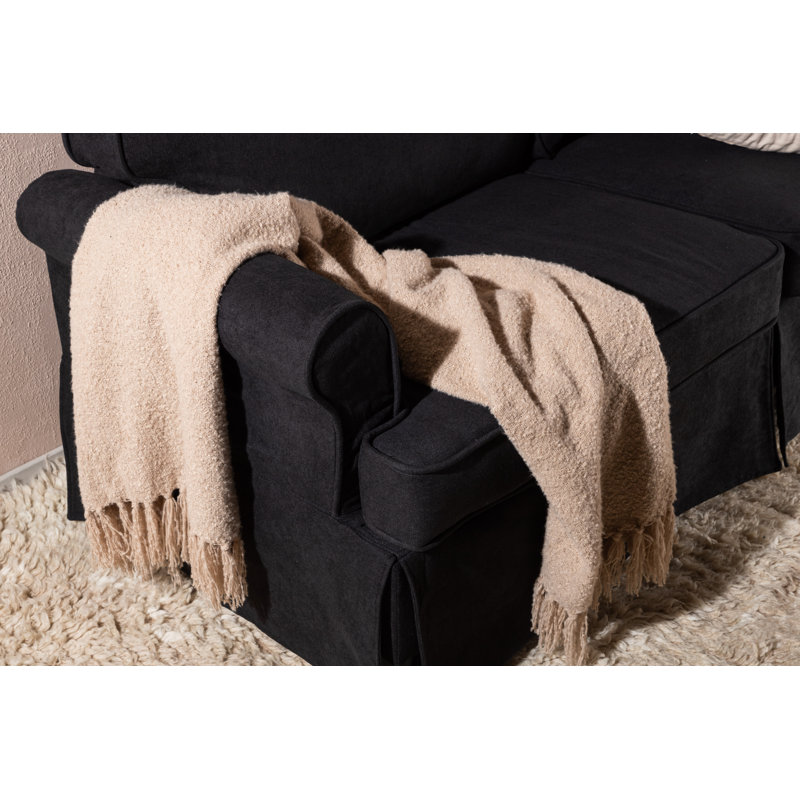 Renae 2 Seater Cotton Sofa, Black
