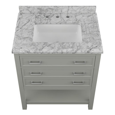 Ensemble de meuble-lavabo simple 31 po avec dessus en marbre de Carrare Patillo