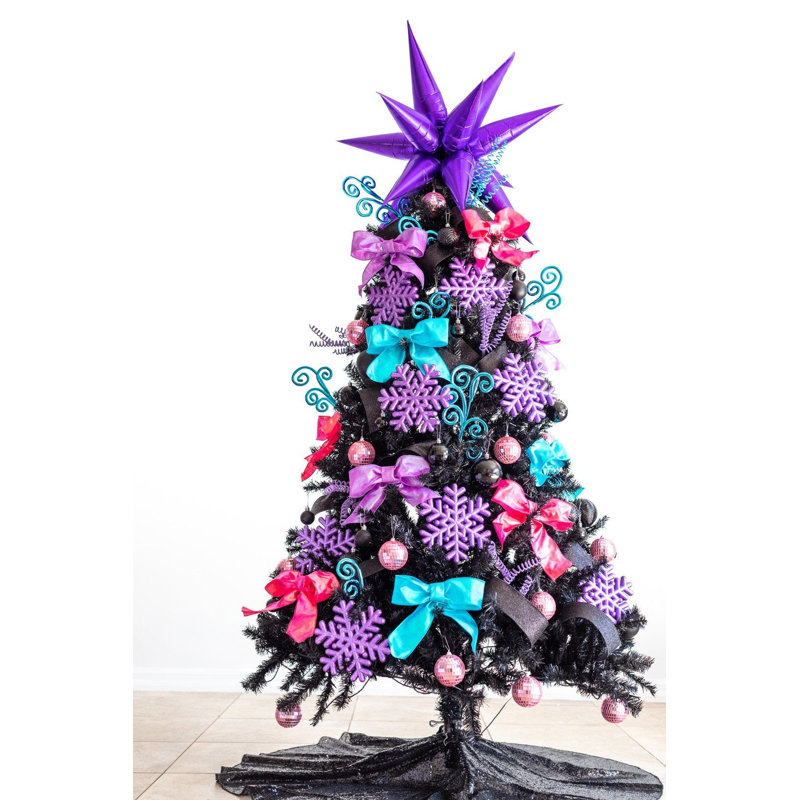 Arbre de Noël artificiel noir avec lumières DEL