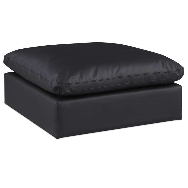 Hirrah 40" Wide Vegan Leather Rectangle Standard Ottoman, Black Vegan Leather