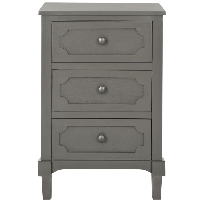 Calvo 43.18cm W Solid + Manufactured Wood Bedside Table, Grey