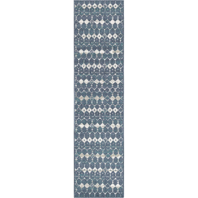 Geometric Indoor / Outdoor Rug, Runner 2' x 8'