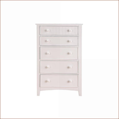 Chest of Drawers, Contemporary White 5-Drawer Bedroom Furniture | Pine Veneer | Plywood