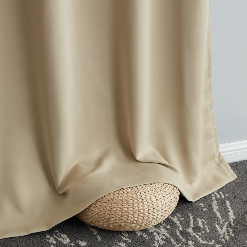 Alis Solid Color 100% Blackout Thermal Grommet Curtain Panels, Taupe, 42" W x 63" L