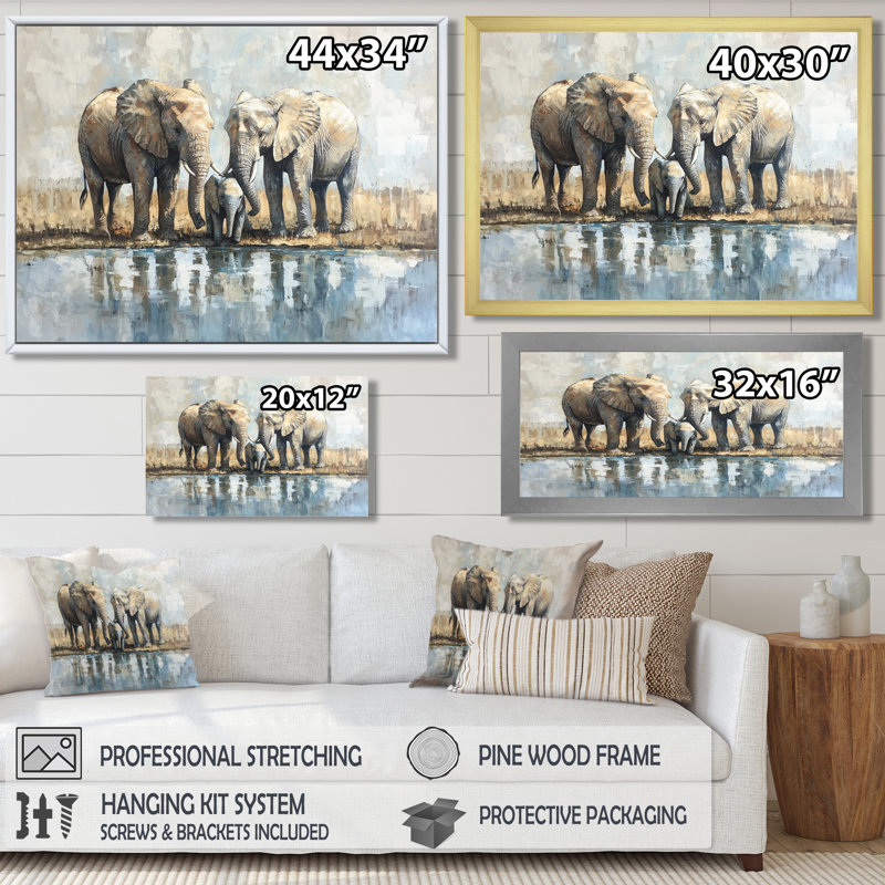 Gumbs - Animals Wall Art, H 34 po x l 44 po, Noir, noir, noir, noir, Impression encadrée flottante