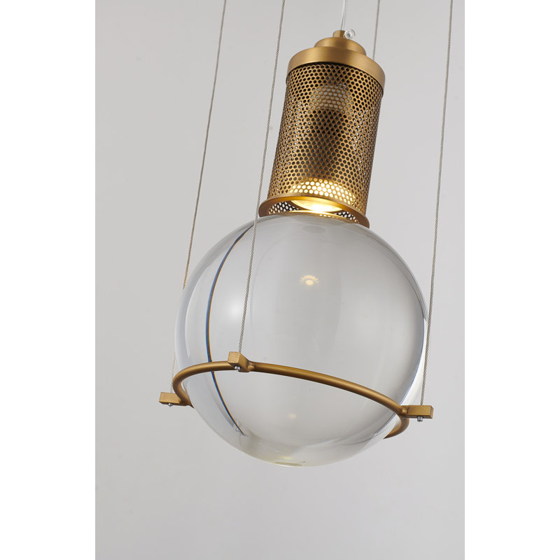 Industrial 1 Light Crystal Ball Pendant